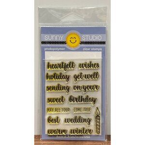Sunny Studio Photopolymer Clear Stamps SSCL-163 Heartfelt Wishes Sentiment
